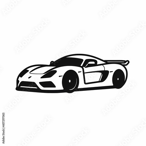 Simple Black Line Super Car Icon Illustration