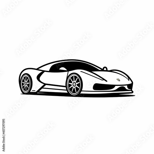 Simple Black Line Super Car Icon Illustration