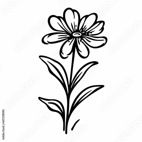 Wild Flowers Thick Outline Illustration