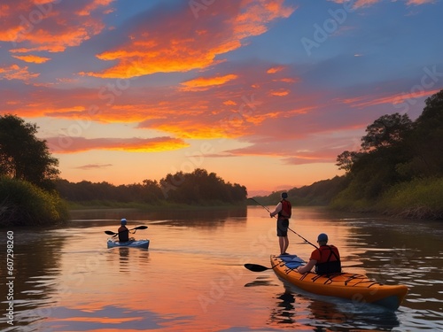 sunset on the river