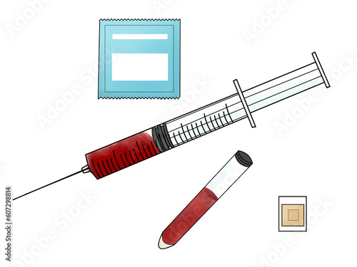 大きい注射器と採血管03