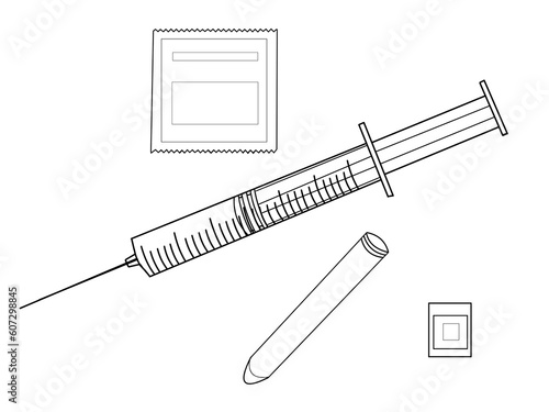 大きい注射器と採血管01
