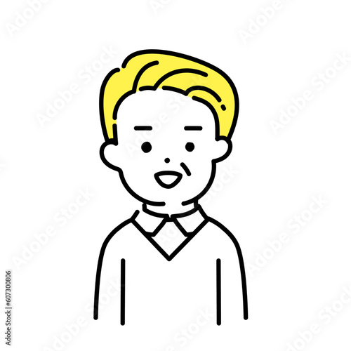 かわいい人物のイラストシリーズ _ シニアの男性_ 笑顔