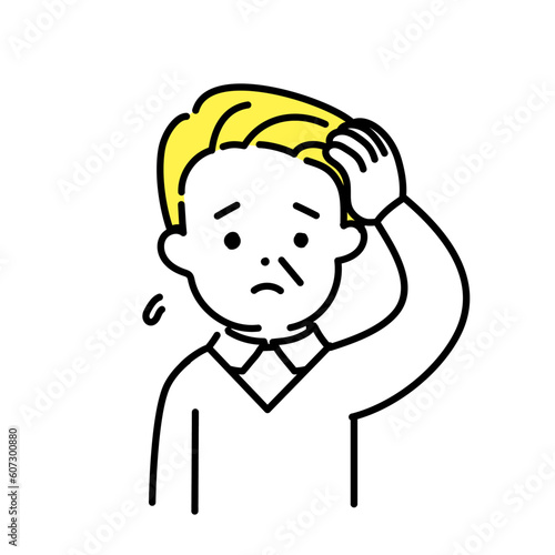 かわいい人物のイラストシリーズ _ シニアの男性_ 困る