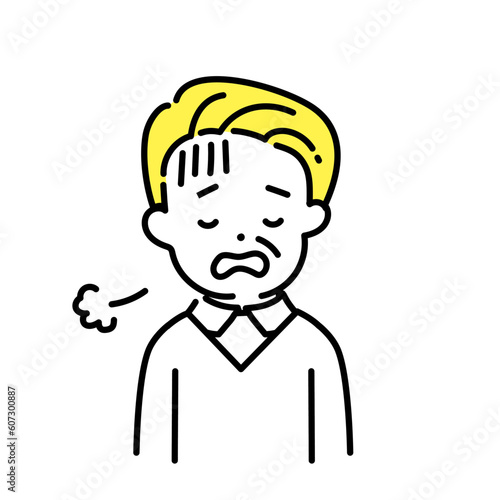 かわいい人物のイラストシリーズ _ シニアの男性_ 疲れた