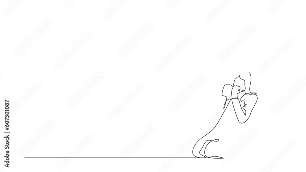 Self drawing animation of single one line draw Arab businessman kneeling with gesture of both hands yes. Salesman celebrates salary increase from company. Continuous line draw. Full length animated Self drawing animation of single one line draw Arab businessman kneeling with gesture of both hands yes. Salesman celebrates salary increase from company. Continuous line draw. Full length animated