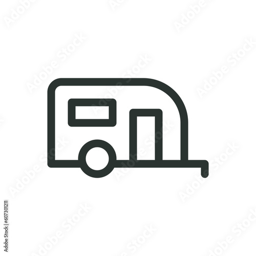 Camper trailer isolated icon, RV park vector icon with editable stroke