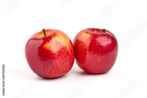 Shiny Red ripe apples, isolated on white background. High resolution image.