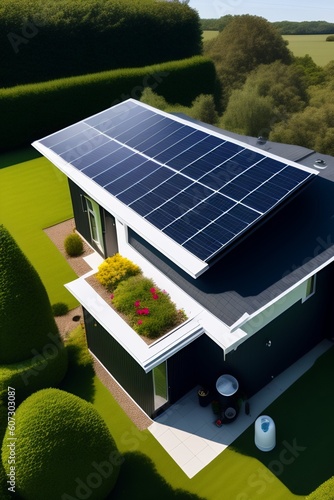 solar panels on the roof of a house , Generative AI