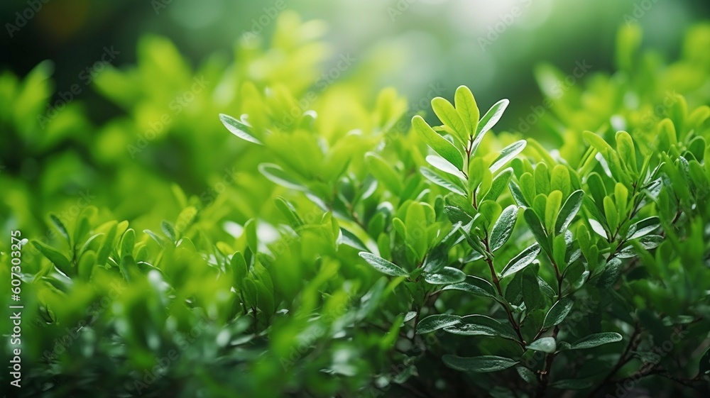 A fresh spring green garden foliage background Generative AI A fresh spring green garden foliage background Generative AI