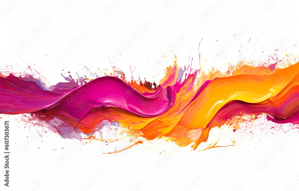 Colorful paint splashes isolated on white background 3D rendering Generative AI