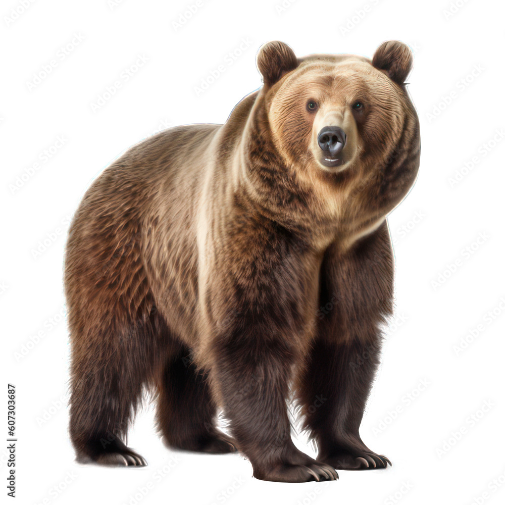 Fototapeta premium Brown bear isolated on white created with Generative AI