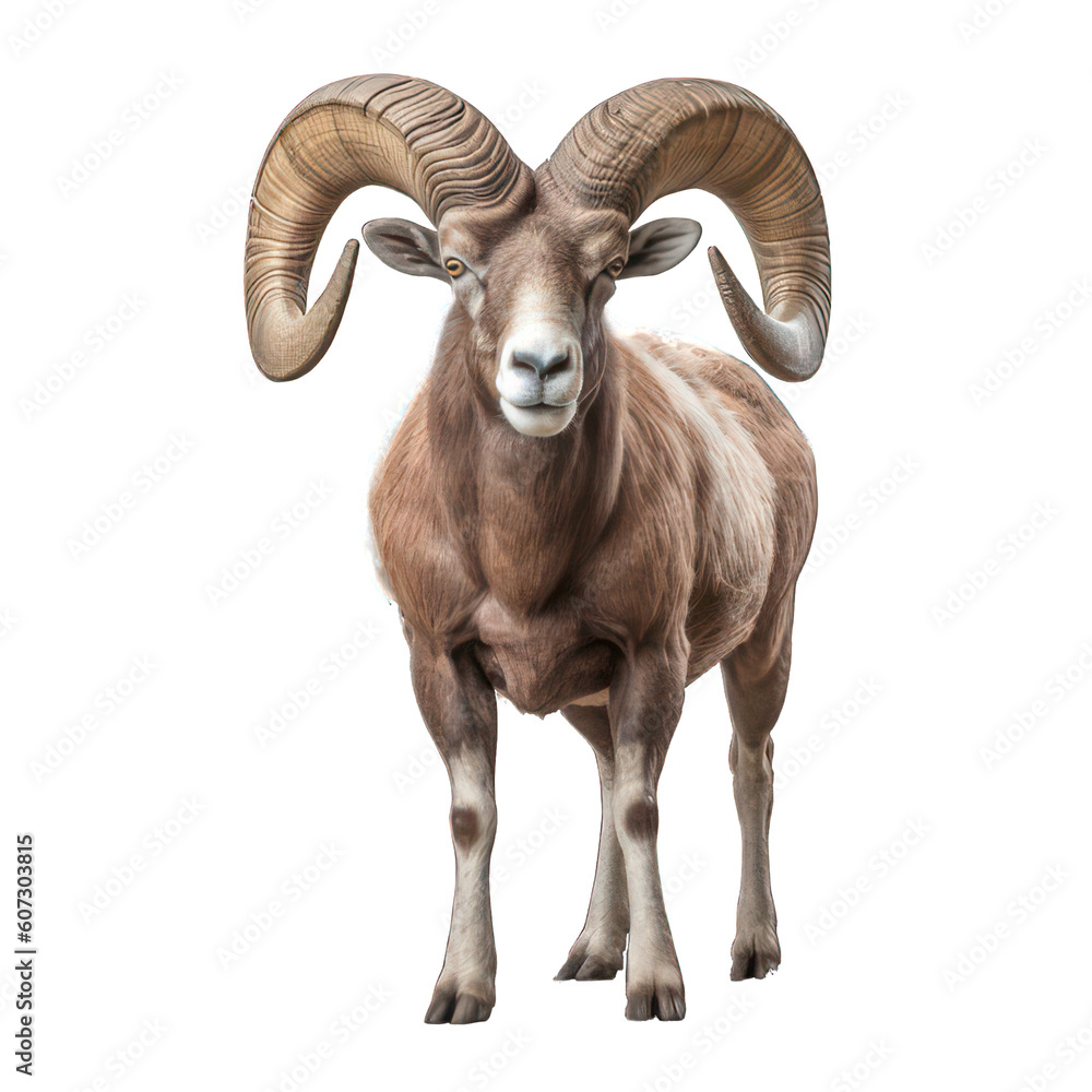 Bighorn sheep isolated on white created with Generative AI