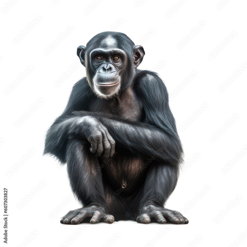 Bonobo isolated on white created with Generative AI Bonobo isolated on white created with Generative AI