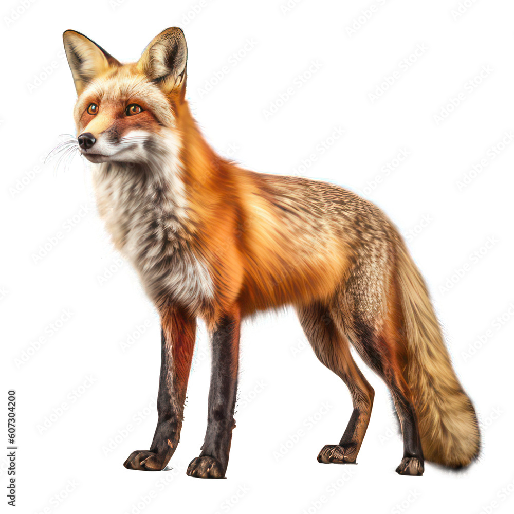 Red fox isolated on white created with Generative AI