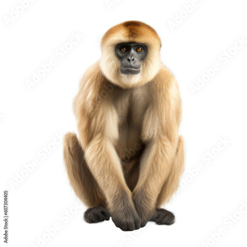 Gibbon isolated on white created with Generative AI