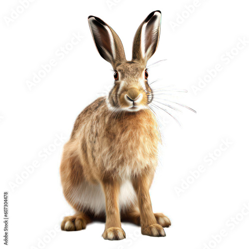 Hare isolated on white created with Generative AI