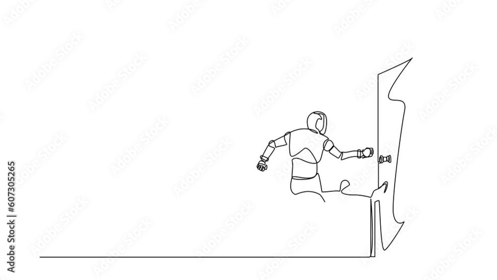 Animated self drawing of continuous line draw robots standing kicks ...