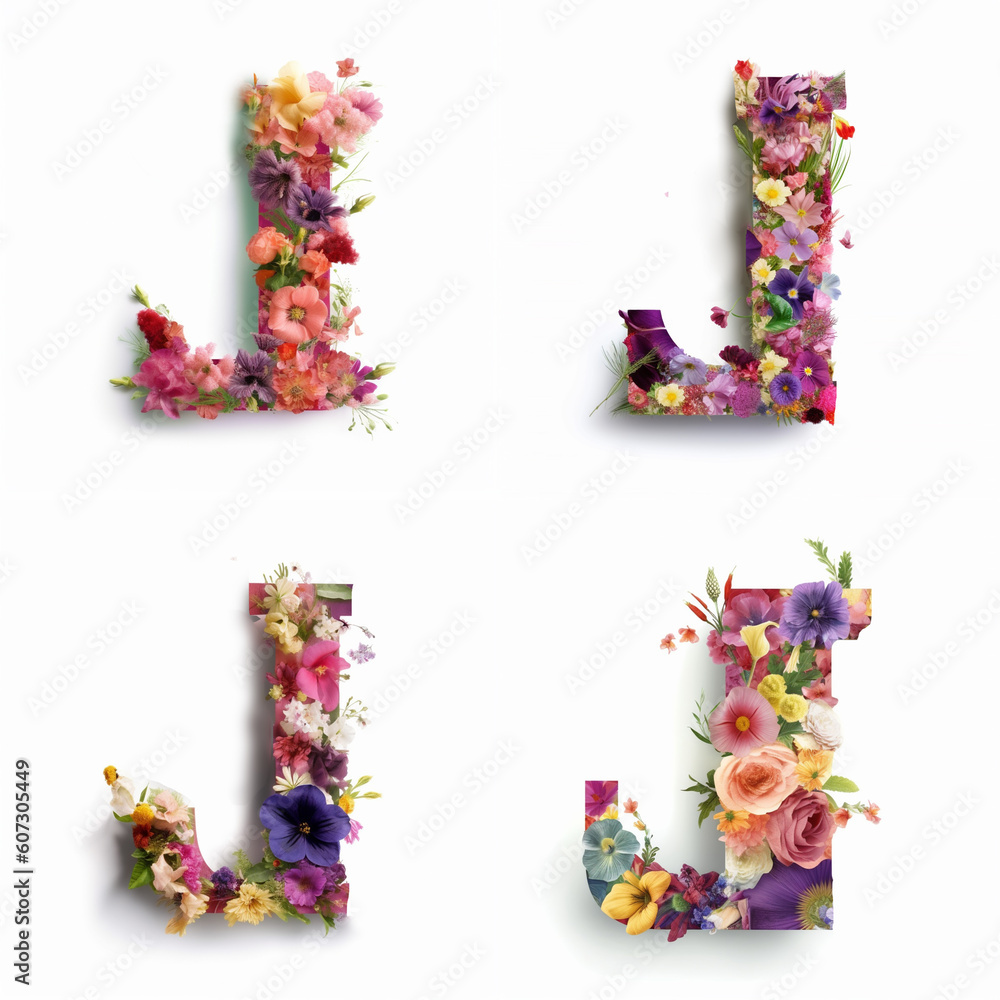 English letters composed of flowers,created with generative ai tecnology. English letters composed of flowers,created with generative ai tecnology.