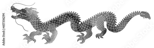 水墨画風の辰年、年賀状に使える龍のイラスト素材