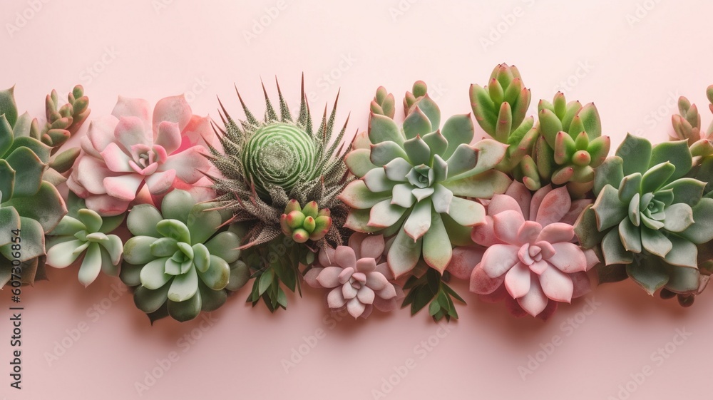 succulents banner or header Generative AI succulents banner or header Generative AI