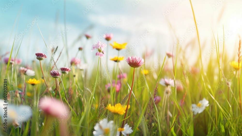abstract spring nature background with fresh grass Generative AI