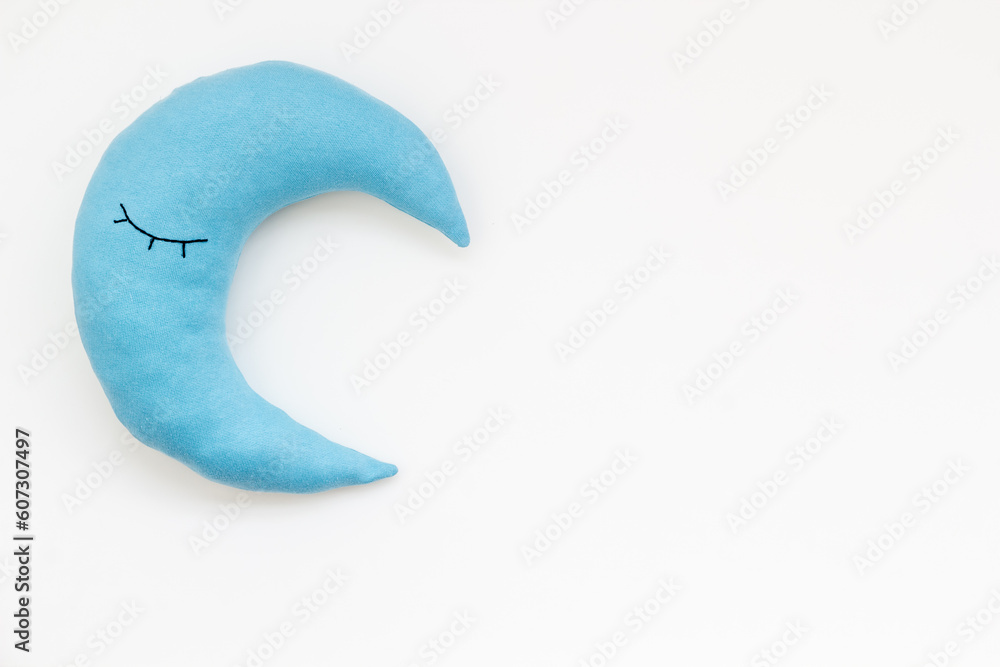 Naklejka premium Moon pillow for bed. Insomnia concept background