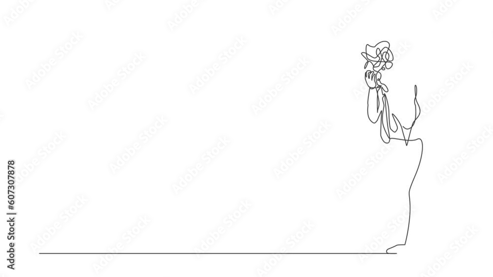 Animated self drawing of single continuous line draw businessman with round scribbles instead of head. Distressed worker hand on head have overwork. Man suffer headache. Full length one line animation Animated self drawing of single continuous line draw businessman with round scribbles instead of head. Distressed worker hand on head have overwork. Man suffer headache. Full length one line animation