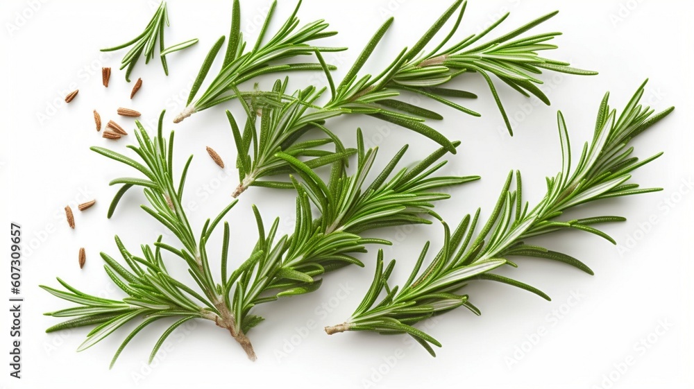 Fototapeta premium Fresh green organic rosemary leaves and peper Generative AI