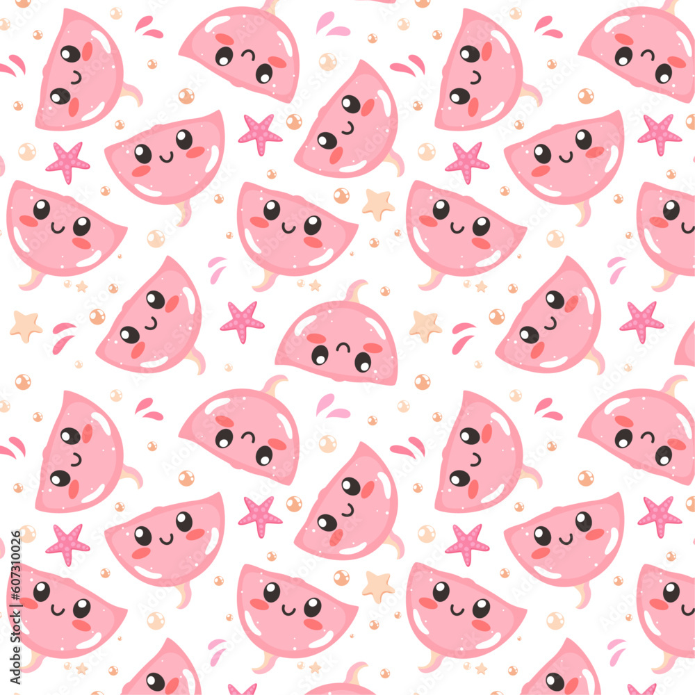 Summer cute seamless patterns with sea animals, colorful patterns, children's patterns with smiling animals , smiling stingray, stingray Summer cute seamless patterns with sea animals, colorful patterns, children's patterns with smiling animals , smiling stingray, stingray