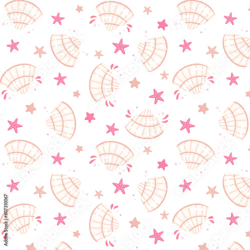Summer cute seamless seashell patterns, colorful patterns, nautical  pattern  