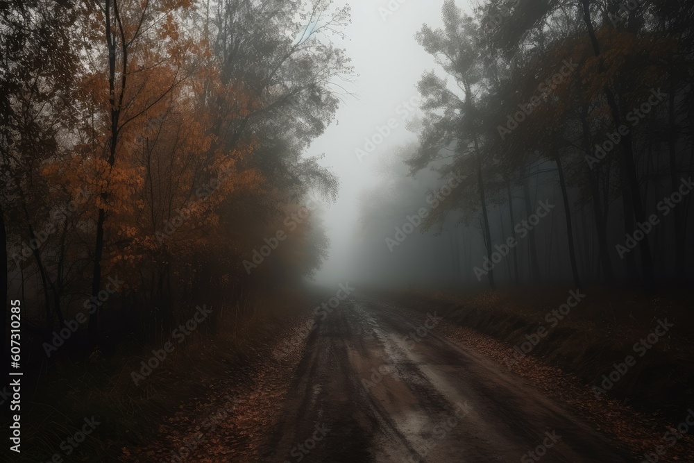 Foggy nature landscape road. Generate Ai Foggy nature landscape road. Generate Ai