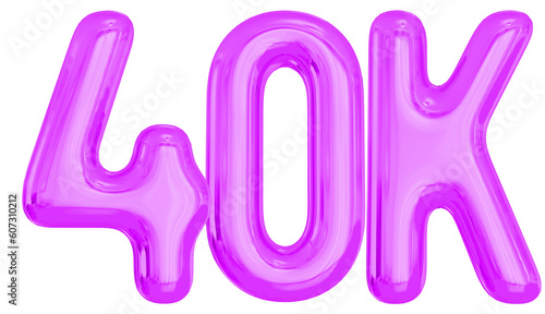40K Follower 3D Purple Number