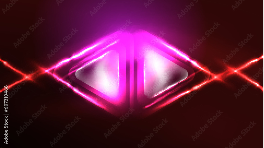 Techno neon triangles with light effects in the dark Techno neon triangles with light effects in the dark