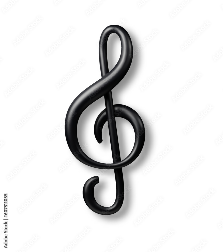 Treble clef vector icon isolated. Realistic back 3d vector. Treble clef vector icon isolated. Realistic back 3d vector.