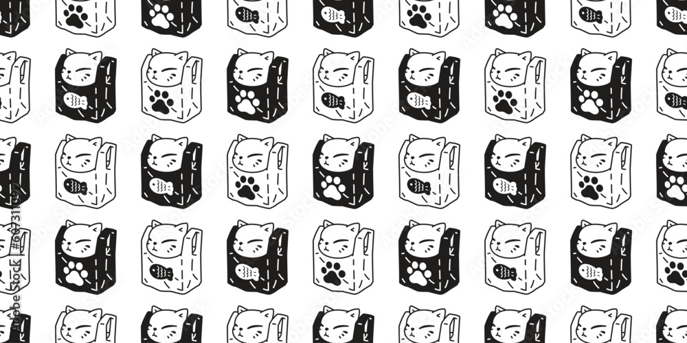 cat seamless pattern kitten shopping bag plastic vector calico paw footprint breed neko cartoon character pet gift wrapping paper tile background repeat wallpaper animal doodle illustration design sca cat seamless pattern kitten shopping bag plastic vector calico paw footprint breed neko cartoon character pet gift wrapping paper tile background repeat wallpaper animal doodle illustration design sca