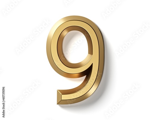 Digits and letters made of gold. 3d illustration of golden alphabet isolated on white background