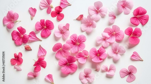 pink flowers and geranium petals Generative AI