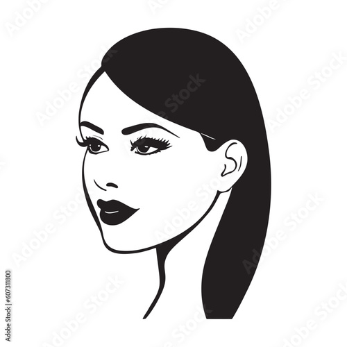 Woman head silhoutte, face and hair Fashion icon