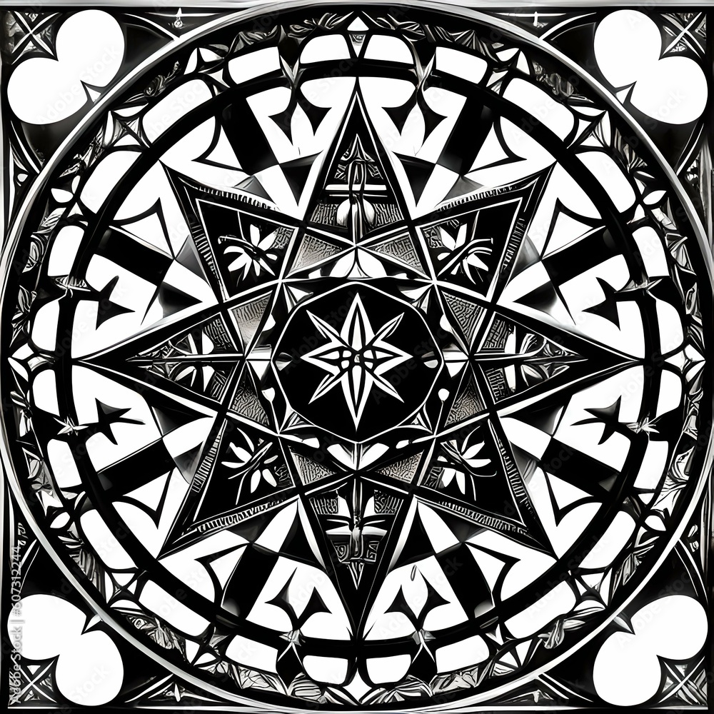 Fototapeta premium Black and white mathematical patterns. AI generated