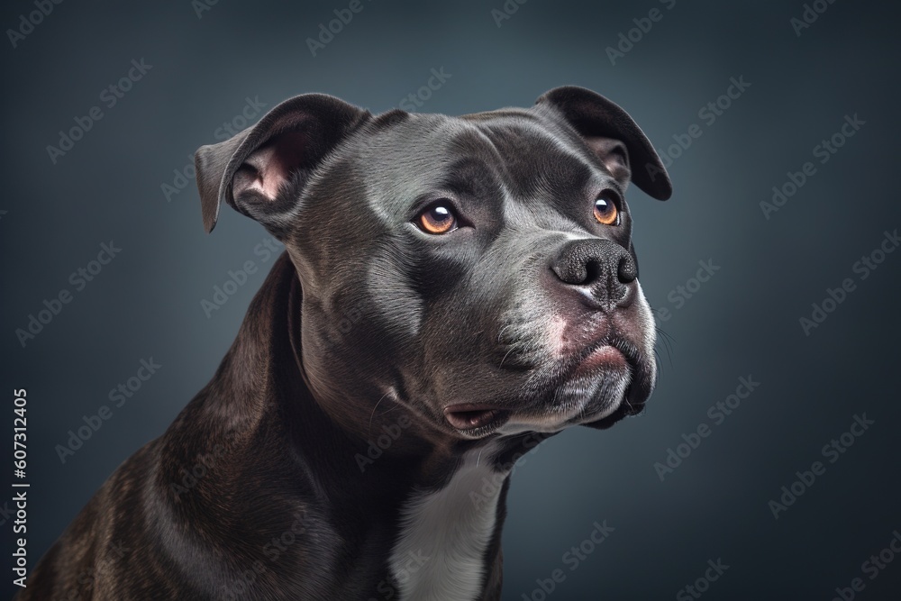 Bull terrier on dark background