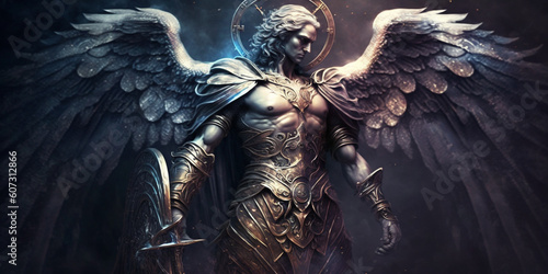 The Radiant Guardian: Archangel Michael's Divine Power. Generative AI