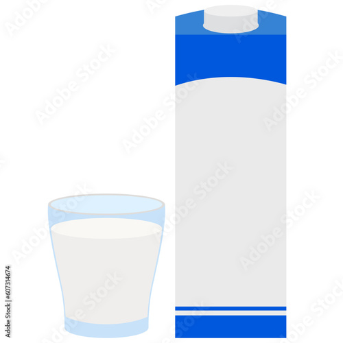 牛乳パック・コップの牛乳のイラスト素材　ベクター