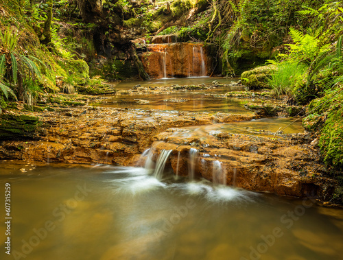Small cascading water along the Willingford stream in Dallington Forest on the high weald, East Sussex south east England