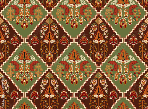 Seamless Repeat Geometric Rug Ethnic Digital Textile Print Design