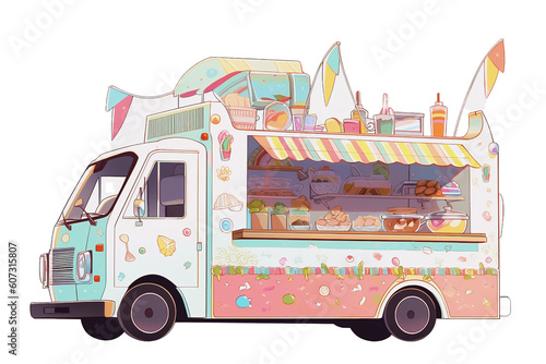 food truck isolated on white
