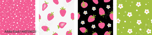 Strawberry seamless pattern. Vector decorative summer background