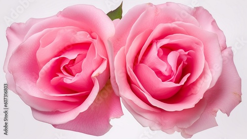 two beautiful pink rose flowers in full bloom Generative AI