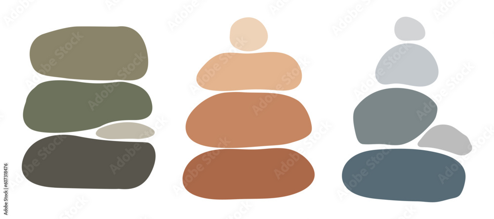 Flat Rocks Of Different Shapes Designs And Colors Stock Photo