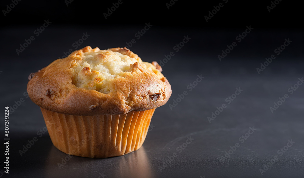 Muffin su sfondo scuro . spazio libero a destra Muffin su sfondo scuro . spazio libero a destra